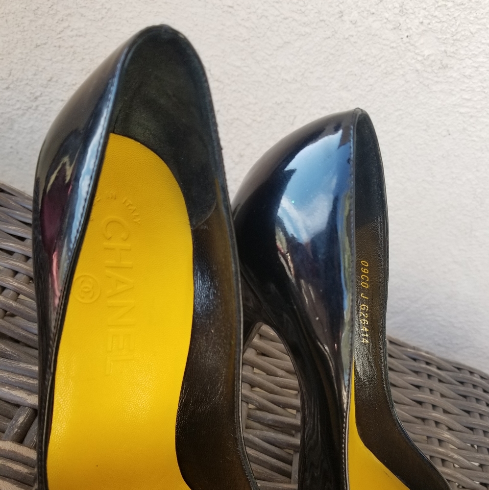Vintage Chanel patent weaved heels sz 7 - Picture 10 of 11